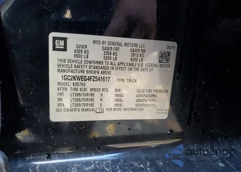 2015 Chevrolet Silverado K2500 Heavy Duty Ltz из США, поврежденный, VIN 1GC2KWEG4FZ541617